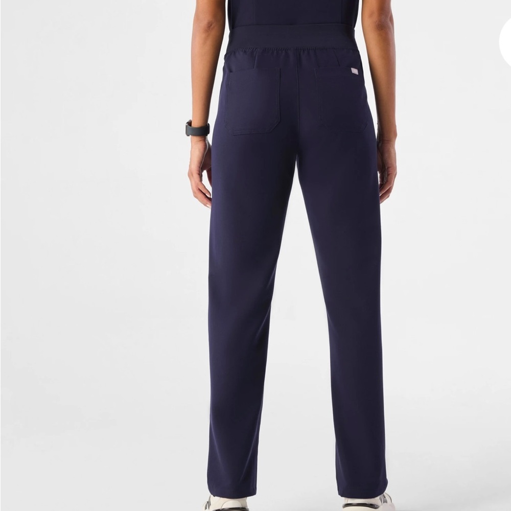 Figs Livingston High-Waisted Navy Track Pants with Drawstring - Picture 3 of 6